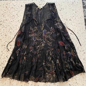 Aritzia Wilfred Navy Floral Sheer Peplum Tank, Size S